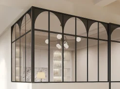Divisória de canto atelier art déco alumínio termolacado C180xL120xA130 cm preto ARCADEA