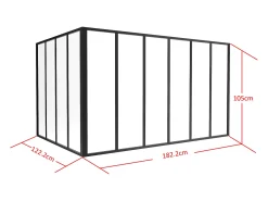 Divisória de canto atelier alumínio termolacado C180 x L120 x A105 cm preto BAYVIEW