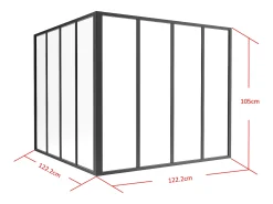 Divisória de canto atelier alumínio termolacado C120 x L120 x A105 cm preto BAYVIEW