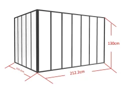Divisória de canto atelier alumínio termolacado C210 x L150 x A130 cm preto BAYVIEW