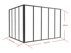 Divisória de canto atelier alumínio termolacado C150 x L120 x A105 cm preto BAYVIEW