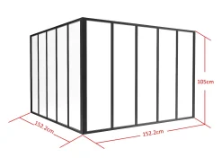 Divisória de canto atelier alumínio termolacado C150 x L150 x A105 cm preto BAYVIEW