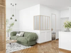 Divisória de canto atelier alumínio termolacado C120xL60xA105 cm natural claro - BAYVIEW