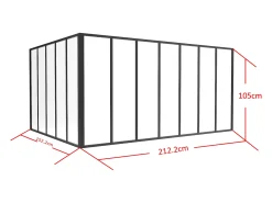 Divisória de canto atelier alumínio termolacado C210 x L150 x A105 cm preto BAYVIEW