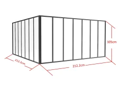 Divisória de canto atelier alumínio termolacado C210 x L210 x A105 cm preto BAYVIEW