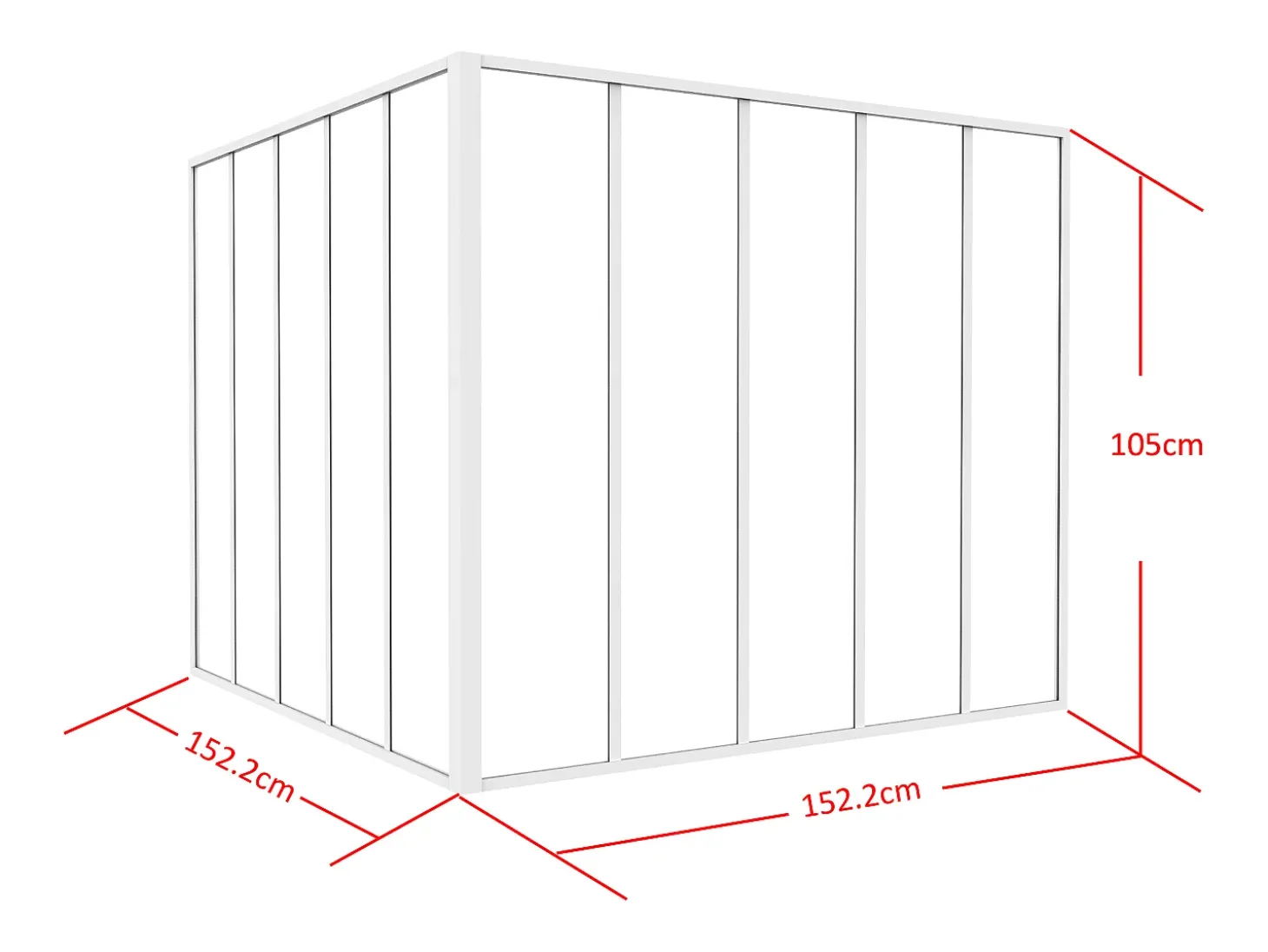 Divisória de canto atelier alumínio termolacado C150 x L150 x A105 cm branco BAYVIEW