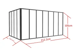Divisória de canto atelier alumínio termolacado C210 x L120 x A105 cm preto BAYVIEW