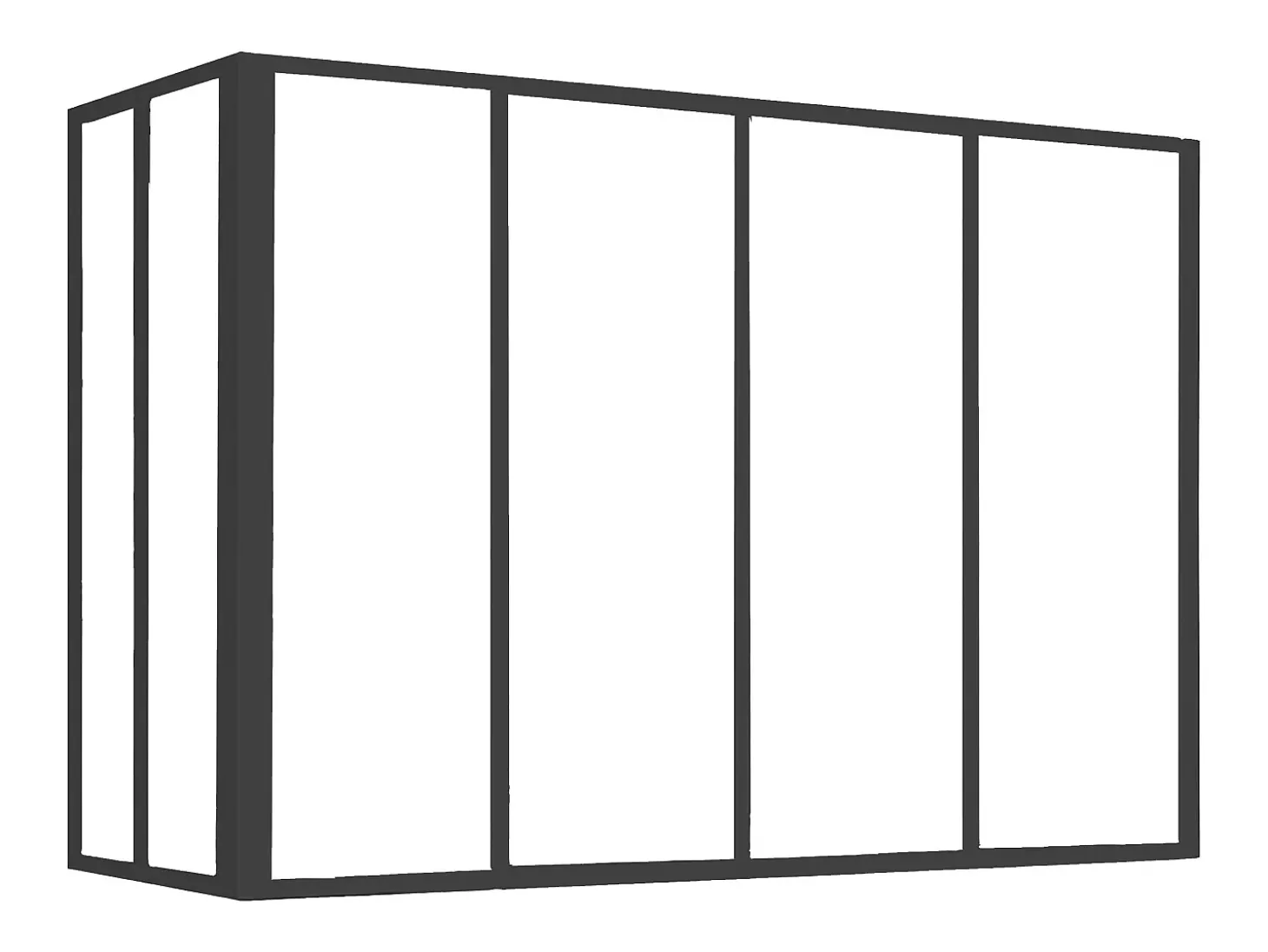 Divisória de canto atelier em alumínio termolacado C120 x L60 x A130 cm preto BAYVIEW