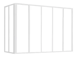 Divisória de canto BAYVIEW em vidro, estilo oficina, em alumínio com pintura eletrostática, 150 x 60 x 105 cm, branca.