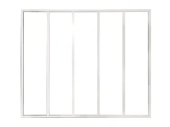Divisória de canto BAYVIEW em vidro, estilo oficina, em alumínio com pintura eletrostática, 150 x 60 x 105 cm, branca.