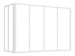 Divisória de canto BAYVIEW em vidro, estilo oficina, em alumínio com pintura eletrostática, 120 x 60 x 105 cm, branca.