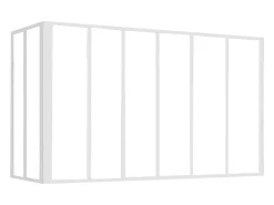 Divisória de canto BAYVIEW em vidro, estilo oficina, em alumínio com pintura eletrostática, 180 x 60 x 105 cm, branca.