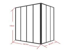 Divisória de canto de atelier alumínio termolacado C120xL90xA130 cm preto - BAYVIEW