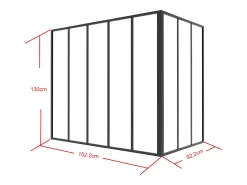 Divisória de canto de atelier alumínio termolacado C150xL90xA130 cm preto - BAYVIEW