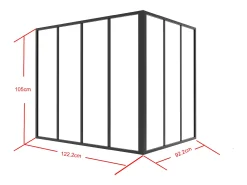 Divisória de canto de atelier alumínio termolacado C120xL90xA105 preto - BAYVIEW