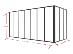 Divisória de canto de atelier alumínio termolacado C210xL90xA105 preto - BAYVIEW