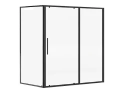Divisória de duche fixa com porta de correr preto mate - 160 x 80 x 195 cm - TORONI
