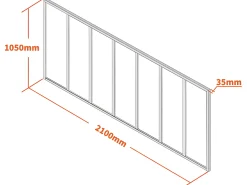 Divisória de vidro em alumínio termolacado 210x105 cm preto BAYVIEW