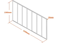 Divisória de vidro em alumínio termolacado 210x130 cm preto BAYVIEW