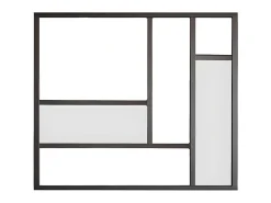 Divisória de vidro estilo oficina em alumínio com pintura eletrostática a pó e espelhos - 150x130 cm - Preta ELEXIA