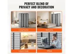 Divisória SucceBuy, Divisória Japonesa com 4 Painéis, Divisória Japonesa Portátil, em Madeira, Gira 360°, 162 x 170 x 1,9 cm, para Divisão de Ambientes