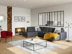 Divisória vidro para atelier BAYVIEW alumínio 150x130 preto