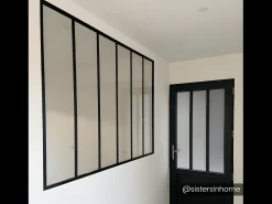 Divisória vidro para atelier BAYVIEW alumínio 180x130 preto