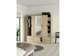 Dpuscedd grande guarda-roupa multiusos, armário multifuncional, sapateira, guarda-roupa, 181x60 h200 cm, carvalho