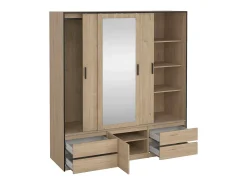 Dpuscedd grande guarda-roupa multiusos, armário multifuncional, sapateira, guarda-roupa, 181x60 h200 cm, carvalho