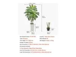 Dracena Artificial SucceBuy, 1,5 m, Planta Artificial Tropical em Vaso Branco, Falsa Árvore Tropical, Planta Falsa Folhas Polietileno para Sala, Escritório