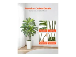 Dracena Artificial SucceBuy, 1,5 m, Planta Artificial Tropical em Vaso Branco, Falsa Árvore Tropical, Planta Falsa Folhas Polietileno para Sala, Escritório