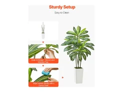 Dracena Artificial SucceBuy, 1,5 m, Planta Artificial Tropical em Vaso Branco, Falsa Árvore Tropical, Planta Falsa Folhas Polietileno para Sala, Escritório
