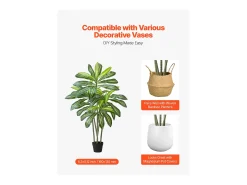 Dracena Artificial SucceBuy, 1,5 m, Planta Artificial Tropical em Vaso Branco, Falsa Árvore Tropical, Planta Falsa Folhas Polietileno para Sala, Escritório