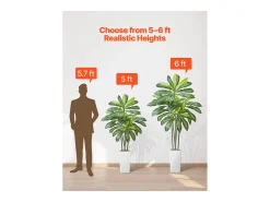 Dracena Artificial SucceBuy, 1,5 m, Planta Artificial Tropical em Vaso Branco, Falsa Árvore Tropical, Planta Falsa Folhas Polietileno para Sala, Escritório