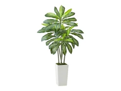 Dracena Artificial SucceBuy, 1,5 m, Planta Artificial Tropical em Vaso Branco, Falsa Árvore Tropical, Planta Falsa Folhas Polietileno para Sala, Escritório
