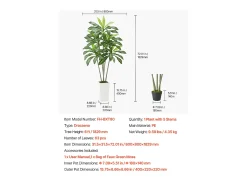 Dracena Artificial SucceBuy, 1,8 m, Planta Artificial Tropical em Vaso Branco, Falsa Árvore Tropical, Planta Falsa Folhas Polietileno para Sala
