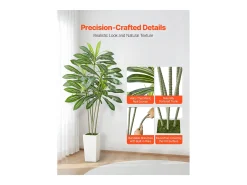 Dracena Artificial SucceBuy, 1,8 m, Planta Artificial Tropical em Vaso Branco, Falsa Árvore Tropical, Planta Falsa Folhas Polietileno para Sala