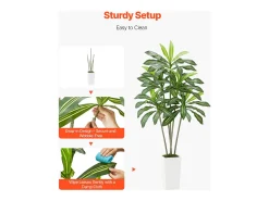 Dracena Artificial SucceBuy, 1,8 m, Planta Artificial Tropical em Vaso Branco, Falsa Árvore Tropical, Planta Falsa Folhas Polietileno para Sala
