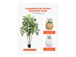 Dracena Artificial SucceBuy, 1,8 m, Planta Artificial Tropical em Vaso Branco, Falsa Árvore Tropical, Planta Falsa Folhas Polietileno para Sala