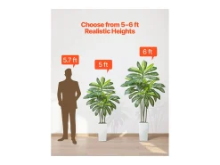 Dracena Artificial SucceBuy, 1,8 m, Planta Artificial Tropical em Vaso Branco, Falsa Árvore Tropical, Planta Falsa Folhas Polietileno para Sala