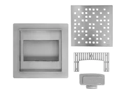 Dreno Linear Rea Dots 150X150 Brush Steel