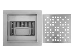 Dreno Linear Rea Dots 150X150 Brush Steel
