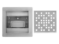 Dreno Linear Rea Dots 120X120 Brush Steel