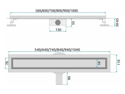 Dreno linear REA Neox Pro 700 em aço escovado