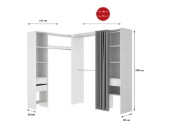 Dtheegal grande guarda-roupa, mobiliário de quarto, guarda-roupa, roupeiro, 214x141 h205 cm, branco