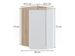 Eckhängeschrank sonoma/branco 42.4x42.4x75 karen