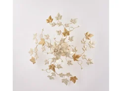 Edera - Plafon em ferro lacado marfim com decoração. strass antigos em ouro e cristal 4 luzes H.22 - Ø60 - BL50-PL4-AV