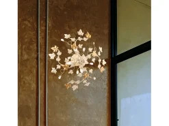 Edera - Plafon em ferro lacado marfim com decoração. strass antigos em ouro e cristal 4 luzes H.22 - Ø60 - BL50-PL4-AV