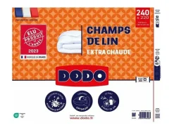 Edredão 220 x 240 cm CHAMPS DE LIN - Quente - 450G/m² - 2 lugares - Anti-ácaros Antibacteriano