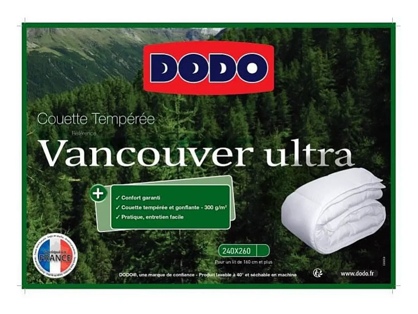 Edredão 240 x 260 cm DODO Tempérée 100% Fibra de Poliéster Para 2 Pessoas Branco Vancouver Ultra